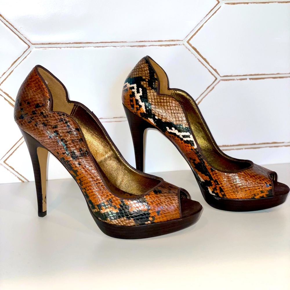 lulu Townsend snake skin heels
